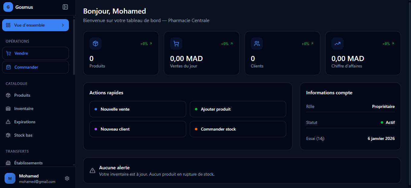 Tableau de bord Gosmus